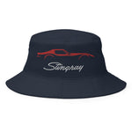 Red C3 Corvette Sports Car Stingray Silhouette 3rd Gen Vette Driver Custom Embroidered Bucket Hat
