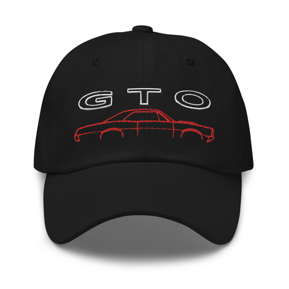 1967 GTO Red Line Outline American Muscle Car Dad hat embroidered