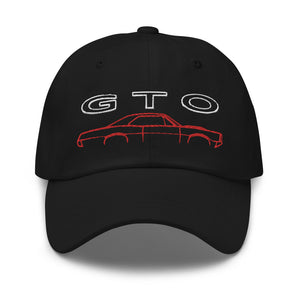1967 GTO Red Line Outline American Muscle Car Dad hat embroidered