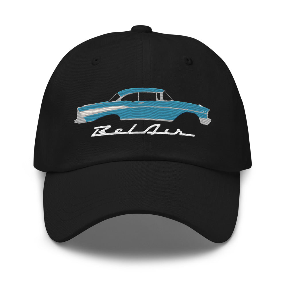 1957 Bel Air Tropical Turquoise Hardtop Antique 57 Chevy Classic Car Graphic Dad hat