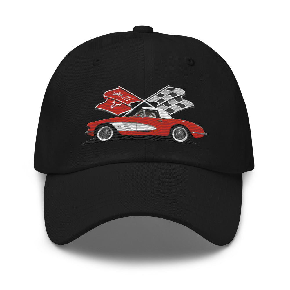 Red Corvette C1 Antique Classic Car owner gift Dad hat