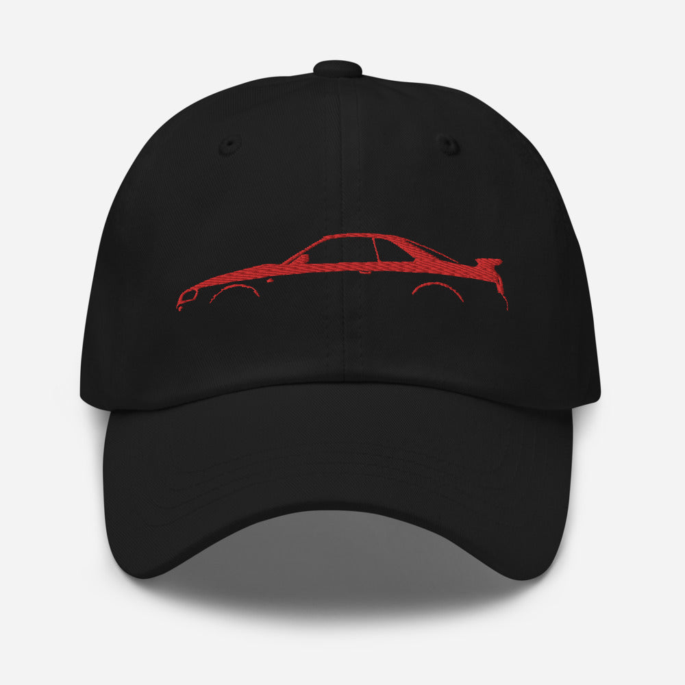 Japan Car Culture 90s JDM R34 GTR Outline Silhouette Japanese Monster Red GT-R Embroidered Dad hat