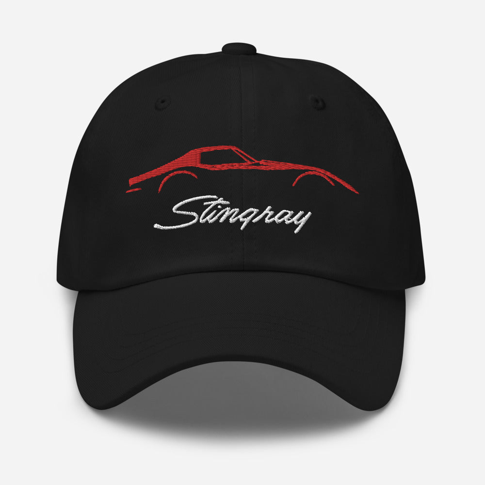 Red C3 Corvette Sports Car Stingray Silhouette 3rd Gen Vette Driver Custom Embroidered Dad hat