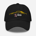 First Gen 1967 1968 1969 Chevy Camaro Z28 Yellow Outline Silhouette embroidered cap for Classic Car Owners Dad hat