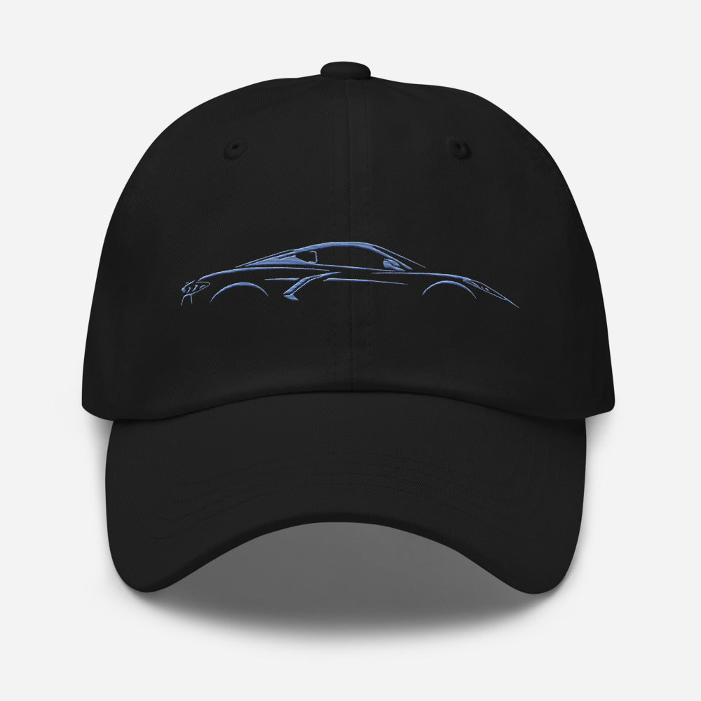 2024 2025 Rapid Blue Corvette C8 Dad hat Line Art for 8th Gen Vette Owners Drivers Embroidered Adjustable Cap