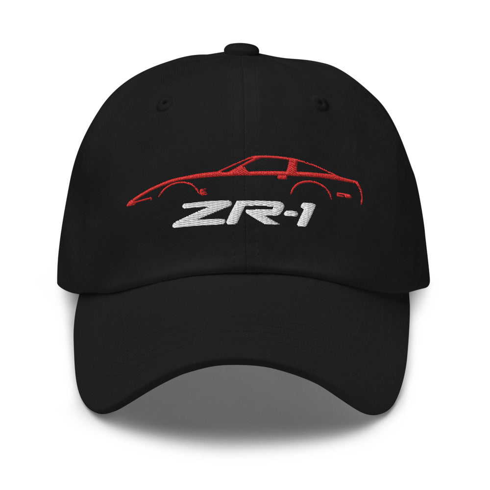 Red C4 Corvette ZR1 Dad hat silhouette design for Fourth Gen Vette Owners Drivers ZR-1 Cap