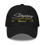 1969 Corvette C3 Stingray dad hat for Chevy Classic Car Drivers Yellow 69 Vette Line Art Cap