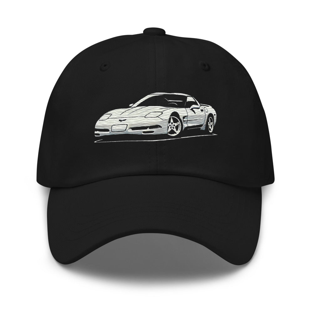 Silhouette of a C5 Corvette dad hat for 5th Gen Vette Owners Caps