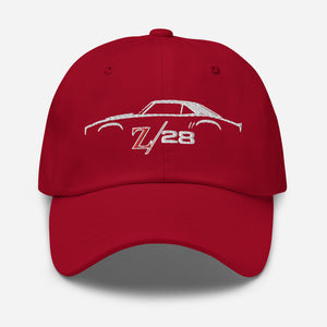 First Gen 1967 1968 1969 Chevy Camaro Z28 Outline Silhouette Embroidered Dad hat for Classic Car Owners