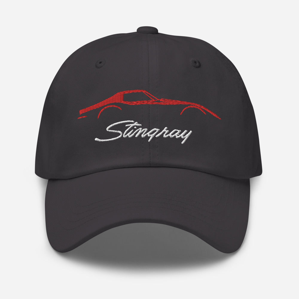 Red C3 Corvette Sports Car Stingray Silhouette 3rd Gen Vette Driver Custom Embroidered Dad hat
