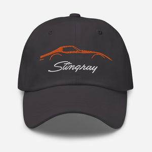 C3 Corvette Stingray Orange Outline Silhouette 3rd Gen Vette Drivers dad hat for Chevy Classic Car Owners