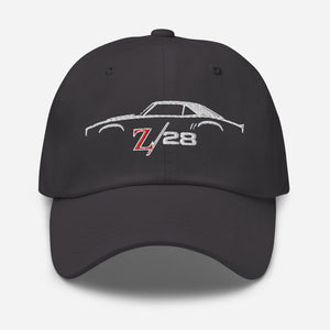 First Gen 1967 1968 1969 Chevy Camaro Z28 Outline Silhouette Embroidered Dad hat for Classic Car Owners