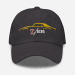 First Gen 1967 1968 1969 Chevy Camaro Z28 Yellow Outline Silhouette embroidered cap for Classic Car Owners Dad hat