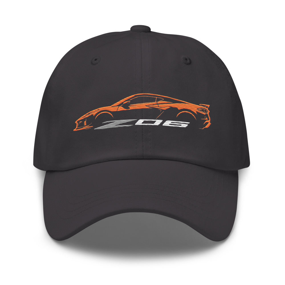 2024 2025 Corvette C8 Z06 Amplify Orange Silhouette 8th Generation Vette Drivers Custom Dad hat