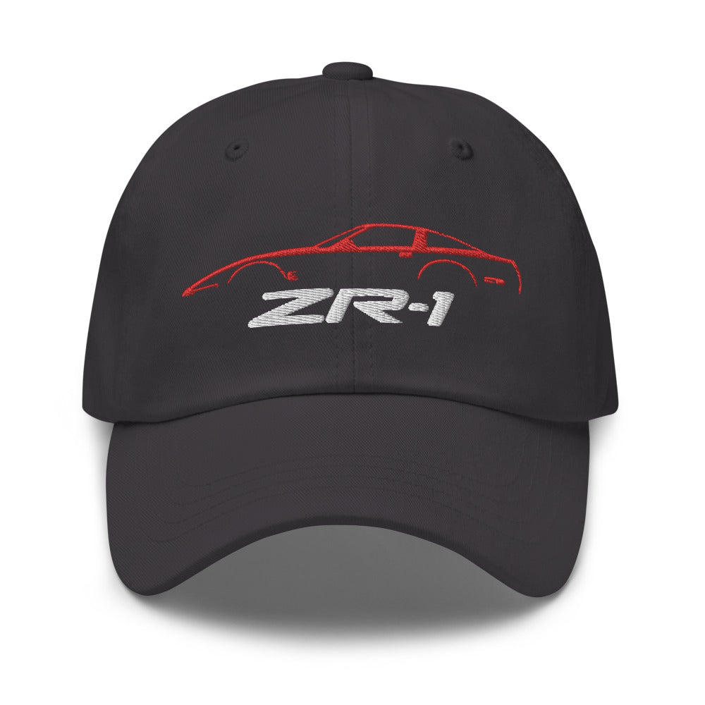 Red C4 Corvette ZR1 Dad hat silhouette design for Fourth Gen Vette Owners Drivers ZR-1 Cap