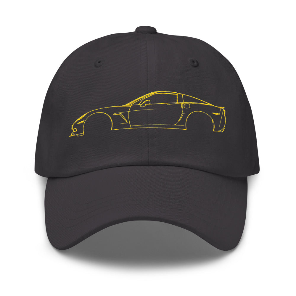 Yellow Vette C6 Sports Car Dad hat