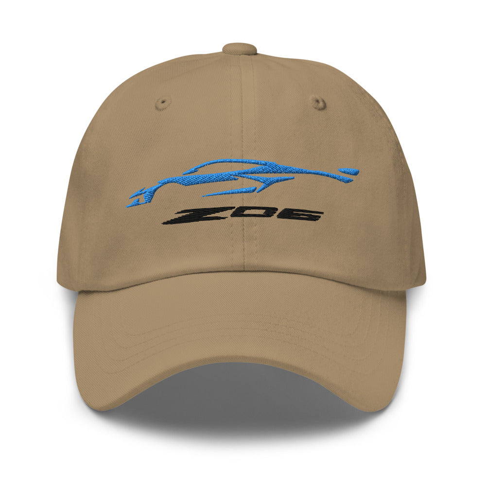 2023 Corvette Z06 C8 Vette Rapid Blue Silhouette Emroidered Dad hat