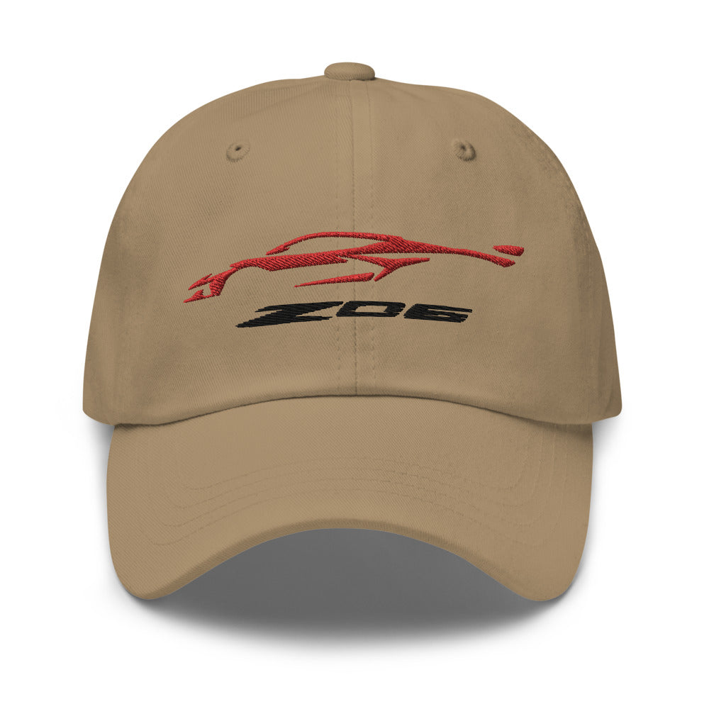 2023 Corvette Z06 C8 Vette Torch Red Silhouette Emroidered Dad hat