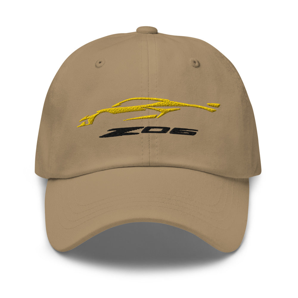 2023 Corvette Z06 C8 Vette Accelerate Yellow Silhouette Emroidered Dad hat