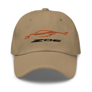 2023 Corvette Z06 C8 Vette Sebring Amplify Orange Silhouette Emroidered Dad hat