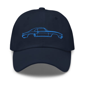 First Generation Chevy Camaro Blue Lines Custom Classic Car Club Muscle Cars Dad hat