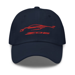 2024 Corvette Z06 C8 Torch Red Next Gen Silhouette Vette Drivers Embroidered Dad hat - adjustable buckle strap