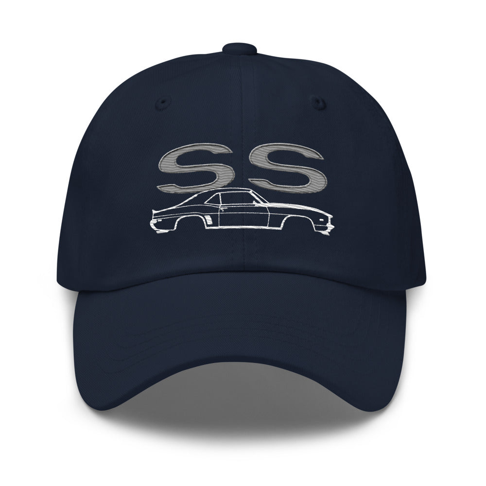 First Gen Camaro SS Chevy Line Art Super Sport Emblem Custom Classic Car Drivers Dad hat