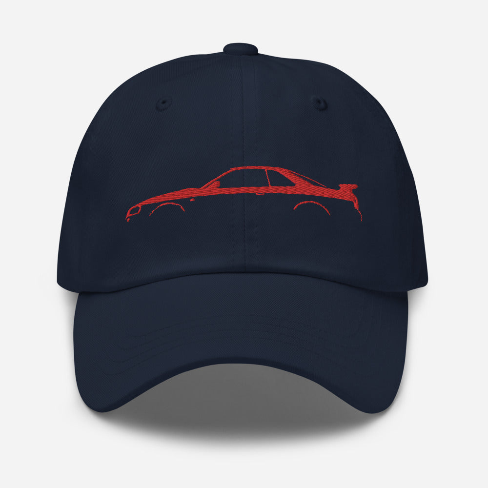 Japan Car Culture 90s JDM R34 GTR Outline Silhouette Japanese Monster Red GT-R Embroidered Dad hat