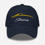 C3 Corvette Sports Car Stingray Yellow Outline Silhouette 3rd Gen Vette Drivers Embroidered Dad hat for Classic Chevy Owners