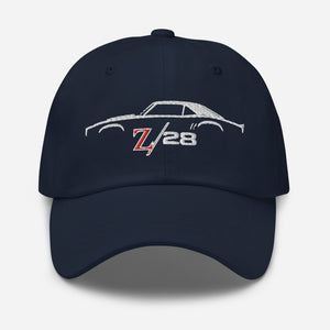 First Gen 1967 1968 1969 Chevy Camaro Z28 Outline Silhouette Embroidered Dad hat for Classic Car Owners