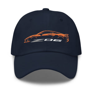 2024 2025 Corvette C8 Z06 Amplify Orange Silhouette 8th Generation Vette Drivers Custom Dad hat