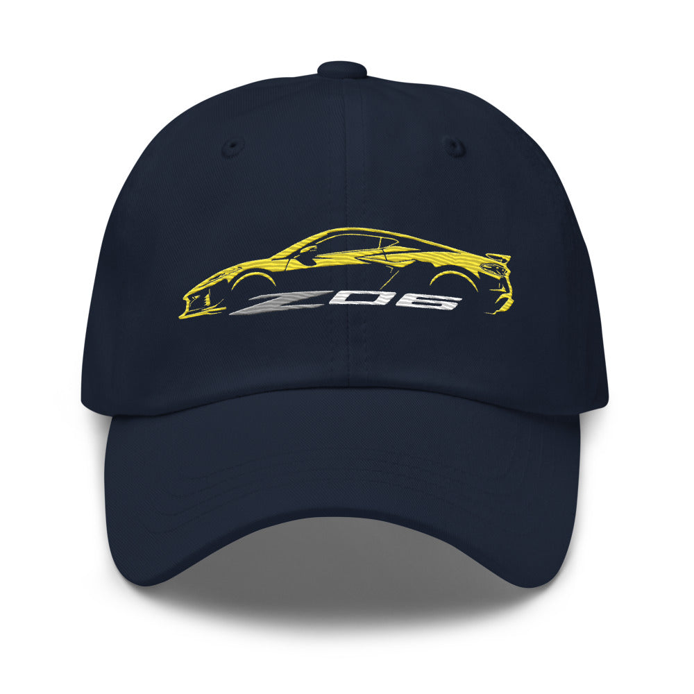 2024 2025 Corvette C8 Z06 Accelerate Yellow Silhouette 8th Generation Vette Drivers Custom Dad hat