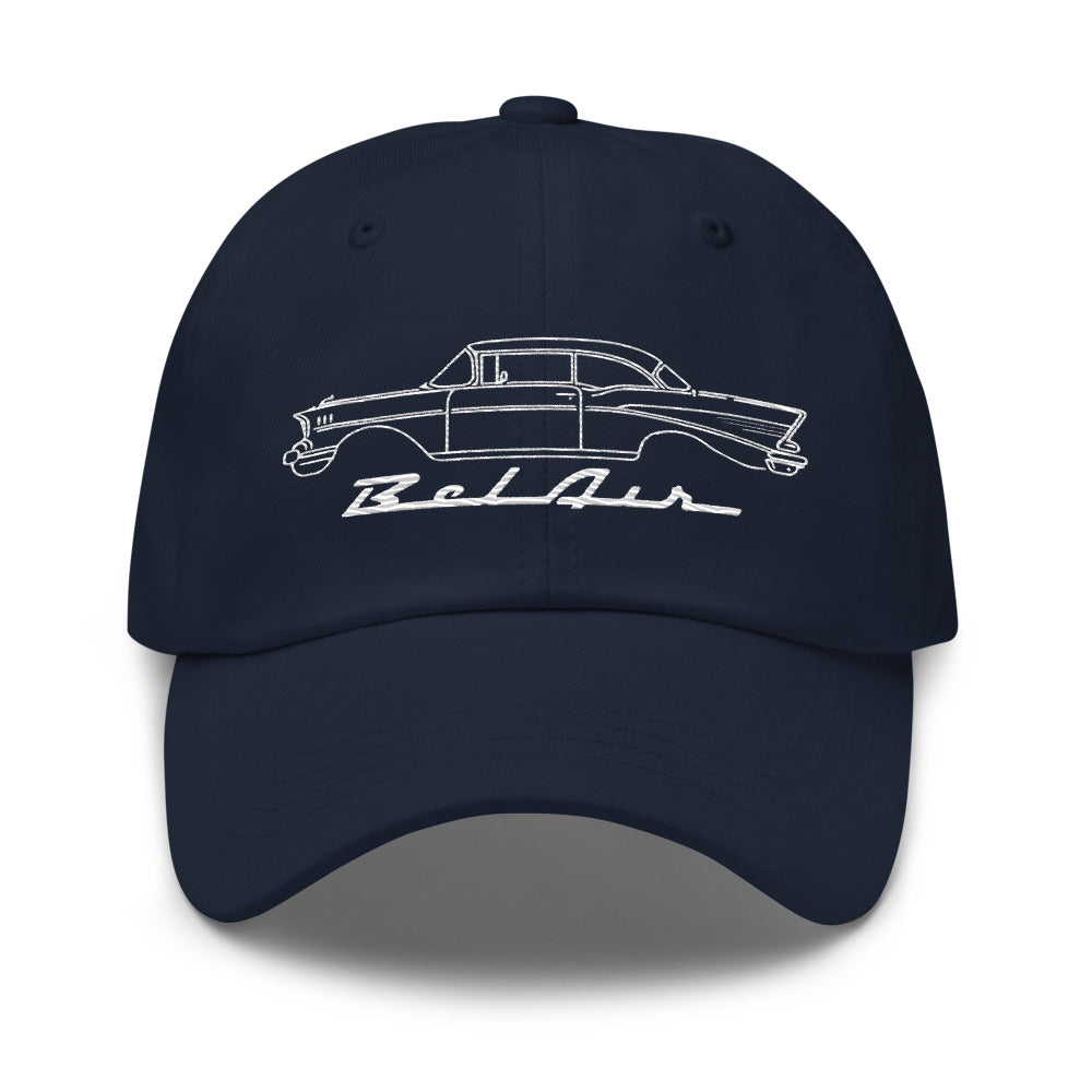 1957 Bel Air Dad hat for 57 Chevy Classic Car Owners Custom Line Art Embroidery