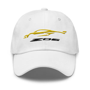 2023 Corvette Z06 C8 Vette Accelerate Yellow Silhouette Emroidered Dad hat