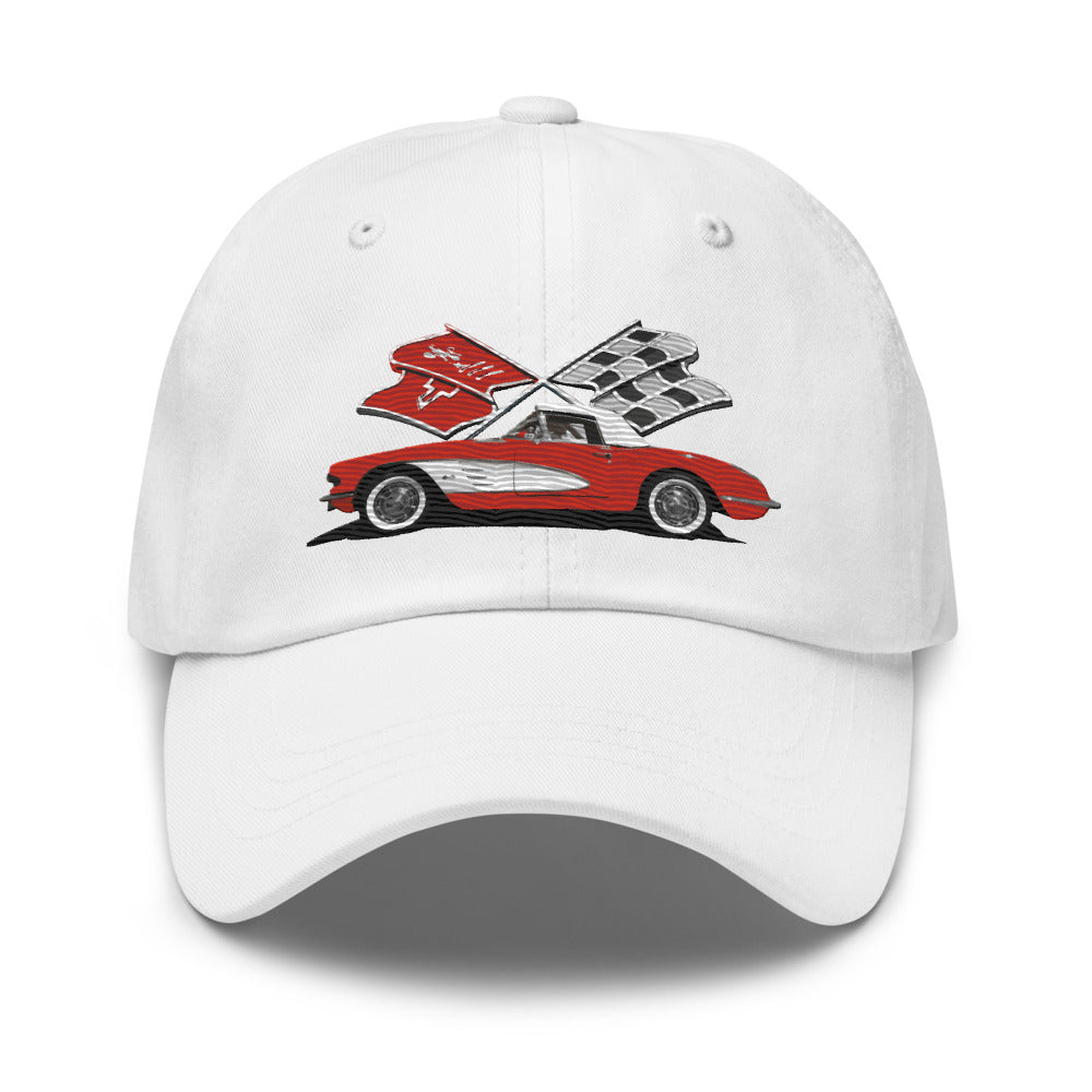 Red Corvette C1 Antique Classic Car owner gift Dad hat