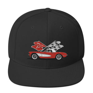 Red Corvette C1 Antique Classic Car owner gift Snapback Hat adjustable snap back