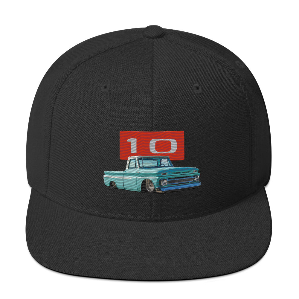 1966 Chevy C10 Pickup Truck Slammed Low Rider Custom 10 Snapback Hat adjustable snap back