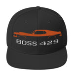 1969 Boss 429 Stang Orange Muscle Car Owners Drivers Custom Embroidered Snapback Hat adjustable snap back