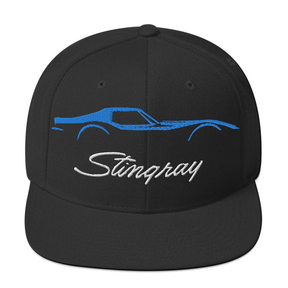 Blue C3 Corvette Sports Car Stingray Silhouette 3rd Gen Vette Driver Custom Embroidered Snapback Hat snap back cap