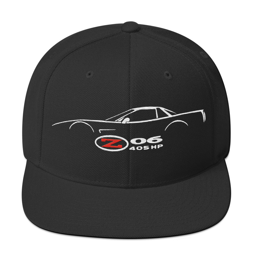 C5 Corvette Z06 snapback hat for Vette Drivers Enthusiasts Speed Lovers Silhouette Custom cap 405 horsepower