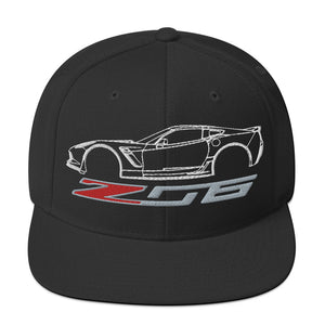 C7 Corvette Z06 snapback hat for 7th Gen Vette Drivers Owners Custom Car Show adjustable Cap