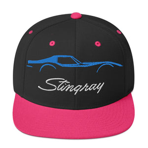 Blue C3 Corvette Sports Car Stingray Silhouette 3rd Gen Vette Driver Custom Embroidered Snapback Hat snap back cap