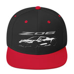 2023 2024 Corvette C8 Z06 Arctic White Next Gen Silhouette Snapback Hat adjustable snap back