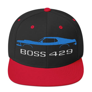 1969 Boss 429 Stang Blue Muscle Car Owners Drivers Custom Embroidered Snapback Hat adjustable snap back