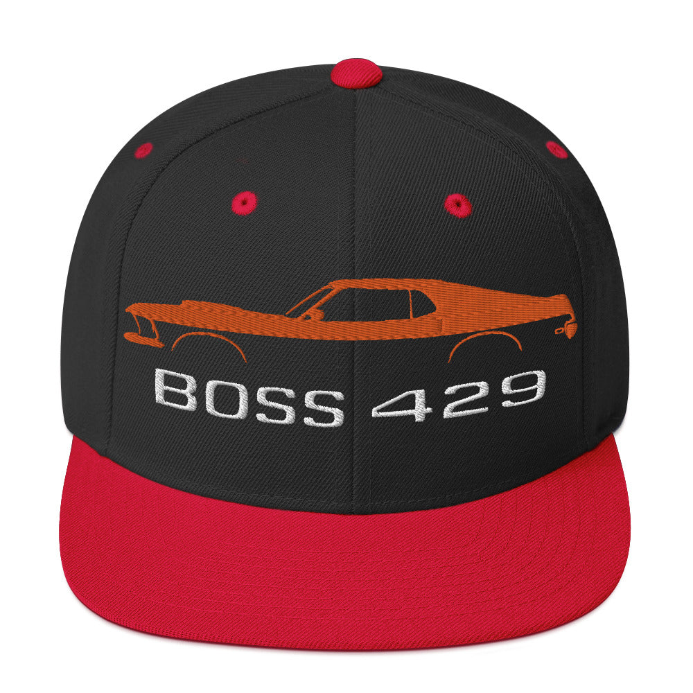 1969 Boss 429 Stang Orange Muscle Car Owners Drivers Custom Embroidered Snapback Hat adjustable snap back