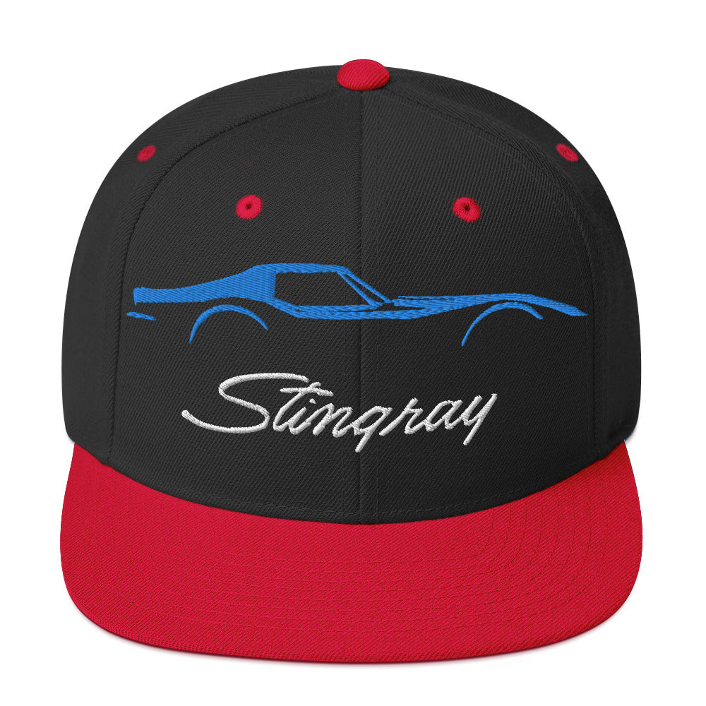 Blue C3 Corvette Sports Car Stingray Silhouette 3rd Gen Vette Driver Custom Embroidered Snapback Hat snap back cap