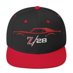 First Gen 1967 1968 1969 Chevy Camaro Z28 Red Outline Silhouette Embroidered Cap for Classic Car Owners Snapback Hat