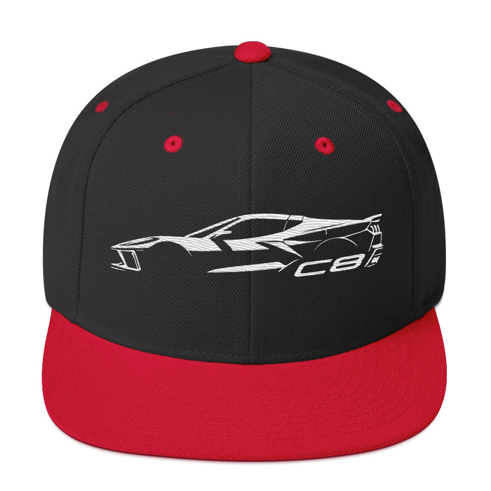 2024 Corvette C8 hat for Vette Drivers Arctic White Minimalist Silhouette Custom snapback Cap