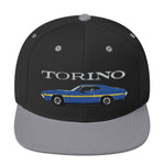 1972 Gran Torino Blue Muscle Car Owner Snapback Hat adjustable snap back