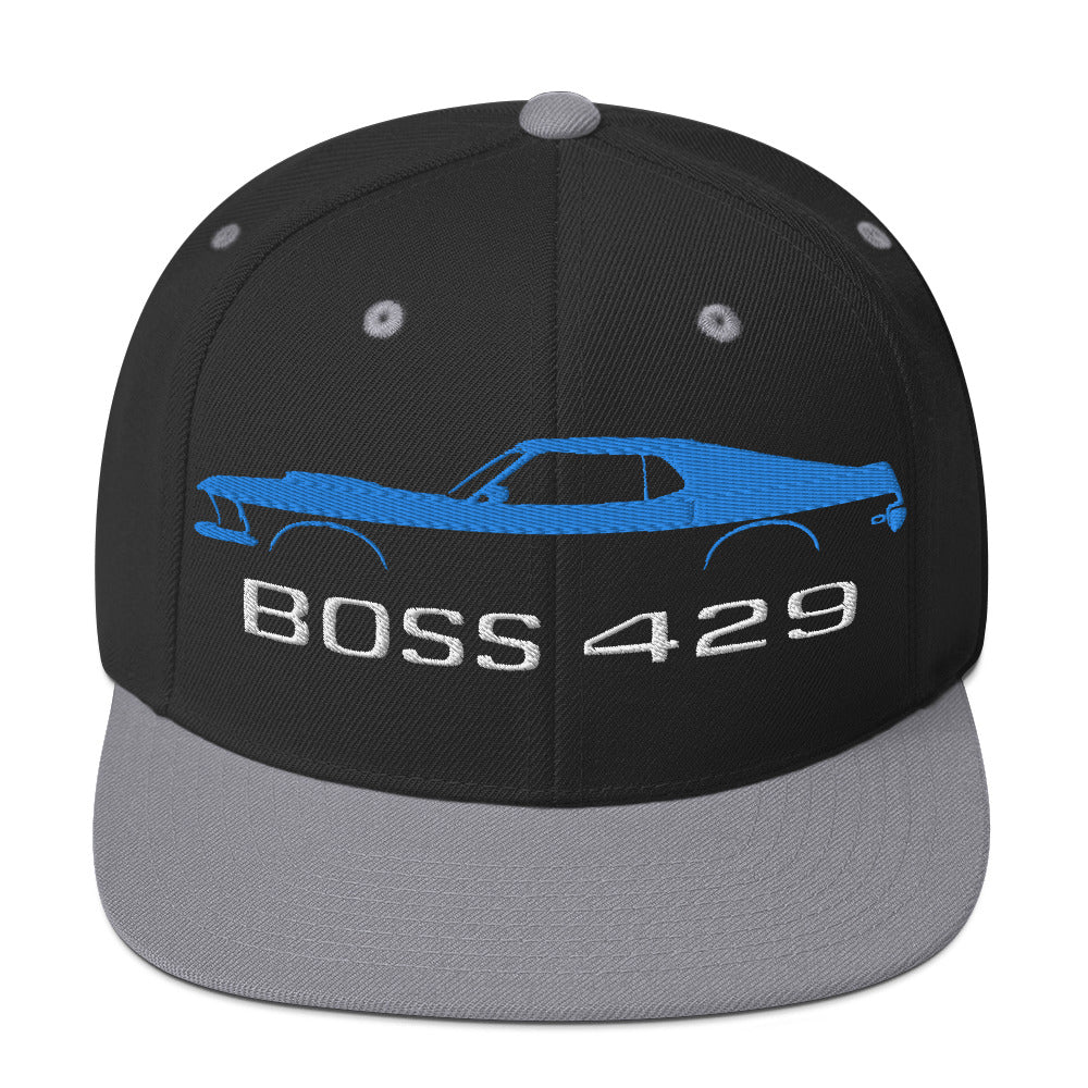 1969 Boss 429 Stang Blue Muscle Car Owners Drivers Custom Embroidered Snapback Hat adjustable snap back